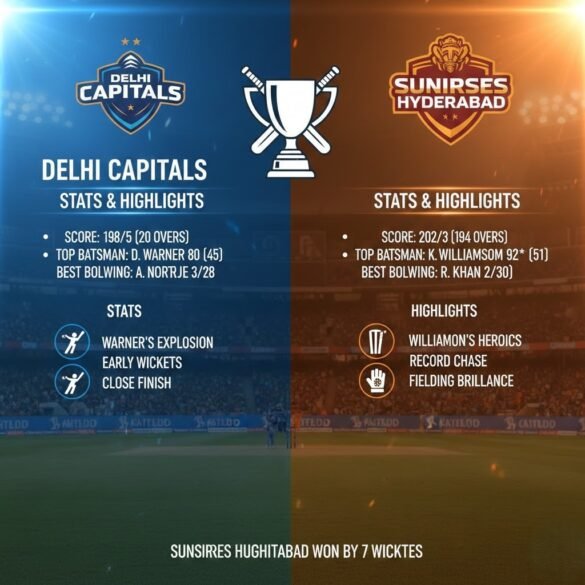 Delhi Capitals vs Sunrisers Hyderabad Stats & Highlights