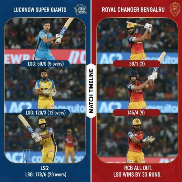 Lucknow Super Giants vs Royal Challengers Bengaluru Timeline